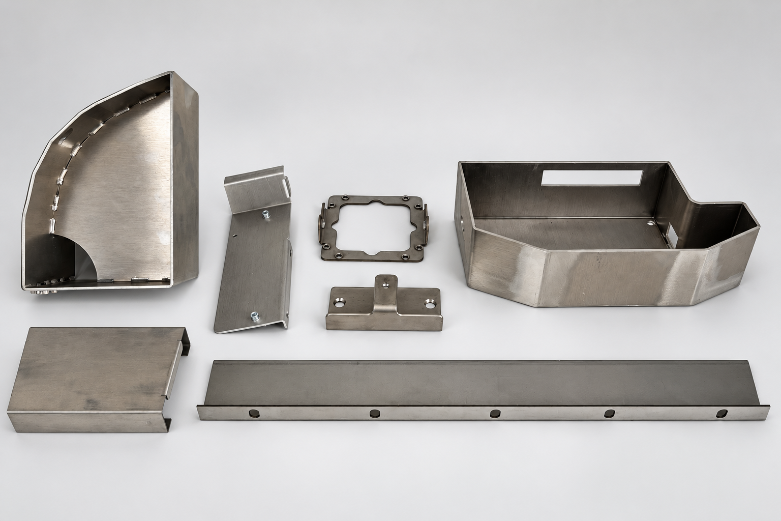 Formed tray, rail and mounting parts